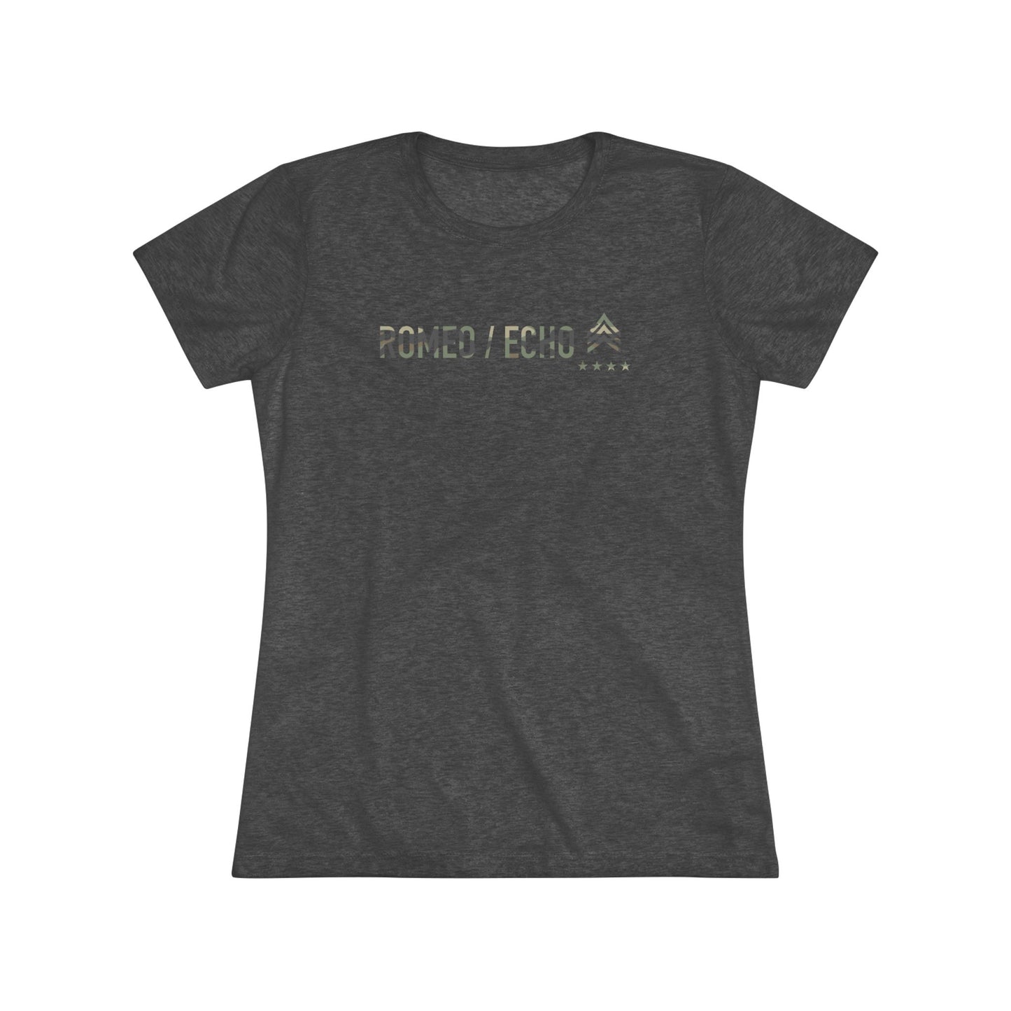 Romeo Echo Women's Triblend Tee - Vintage Black (Camo Print)