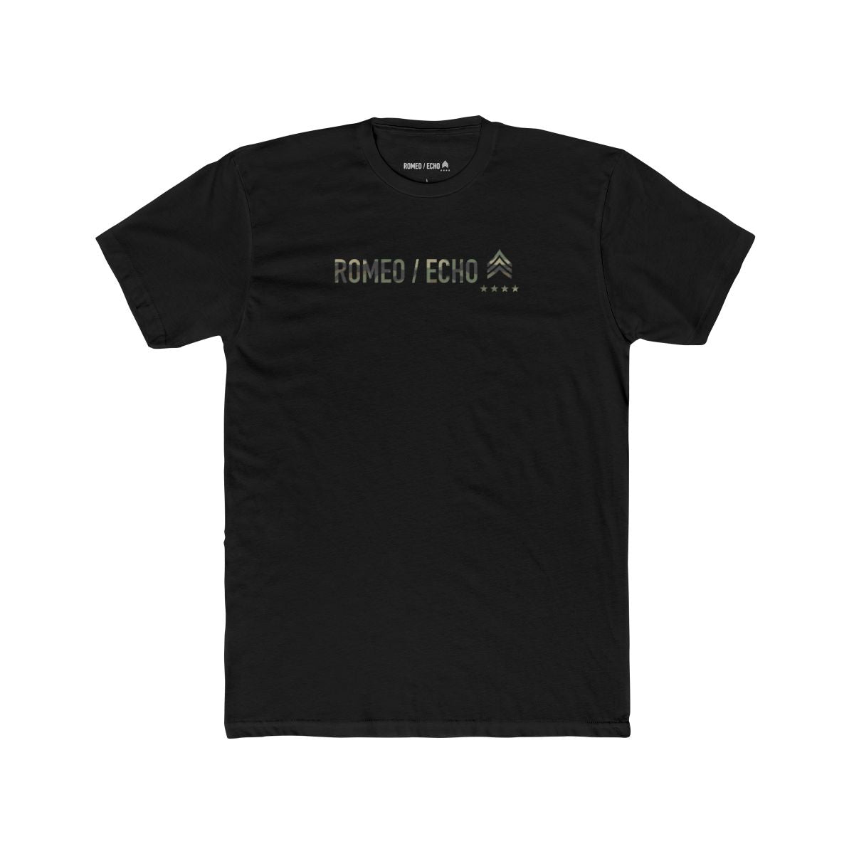 Romeo Echo Men's Cotton Crew Tee - Black (Camo Print)