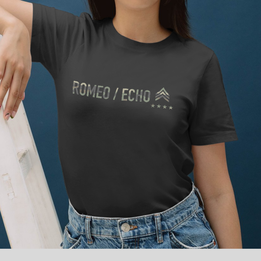 Romeo Echo Women's Triblend Tee - Vintage Black (Camo Print)