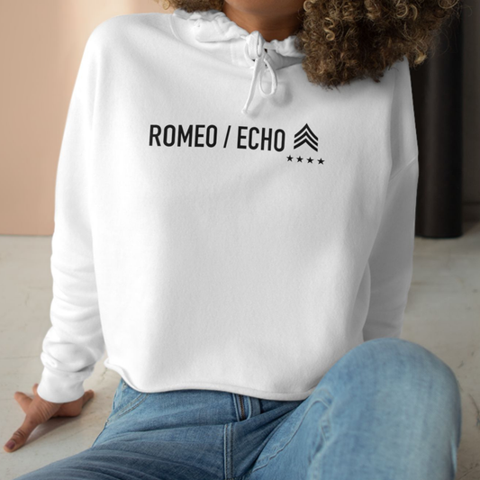 Romeo Echo Women's Crop Hoodie (White)